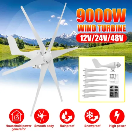 Windturbinengenerator - 6 Flügel - dreiphasig - 9000 W - 48 V