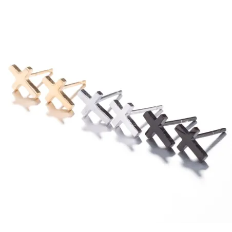 Kleine Ohrstecker - Kreuz / Stab / Totenkopf - Unisex - Edelstahl