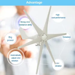 Windturbinengenerator - 6 Flügel - dreiphasig - 9000 W - 48 V