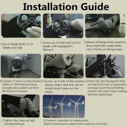 Windturbinengenerator - 6 Flügel - dreiphasig - 9000 W - 48 V