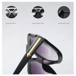 Modische Sonnenbrille - übergroßer Rahmen - dekorativer Metallpfeil - Unisex