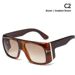 Trendy big sunglasses - tinted - with golden metal decoration - unisexSunglasses