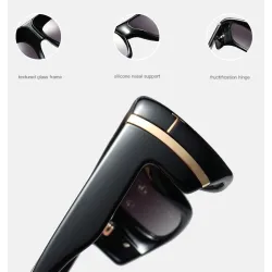 Trendy big sunglasses - tinted - with golden metal decoration - unisexSunglasses