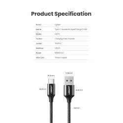 Ugreen - USB type-C cable - fast charging - 6A / 5A - 100W - 480MbpsCables