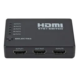 5 in / 1 out - HDMI Switcher - Splitter - HUB - mit IR-Fernbedienung - 1080P - für HDTV DVD BOX
