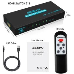 HDMI-Umschalter - 5 Eingänge / 1 Ausgang - mit IR-Fernbedienung - 1.4 HDCP