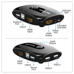 HDMI KVM-Switch - mit Extender - 4 USB 2.0 - 4K30Hz 1080P60Hz