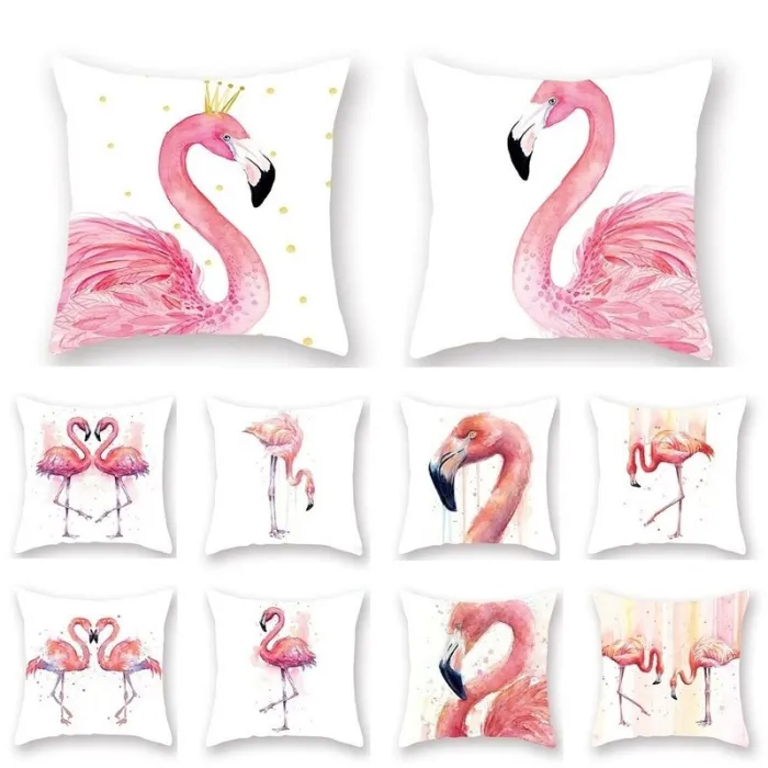 Dekorativer Kissenbezug - mit rosa Flamingo - 45 * 45cm