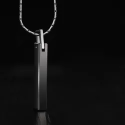 Klassischer stabförmiger Anhänger - mit Kette - Wolfram - Unisex
