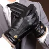 Schwarze Winterhandschuhe - mit Touchscreen-Funktion - Leder