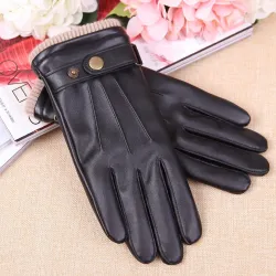 Schwarze Winterhandschuhe - mit Touchscreen-Funktion - Leder