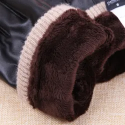 Schwarze Winterhandschuhe - mit Touchscreen-Funktion - Leder