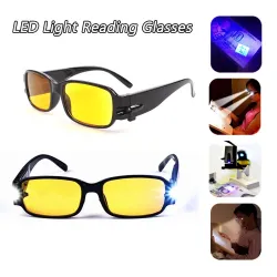 Lesebrille - gelbe Nachtsichtgläser - mit LED-Licht