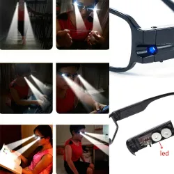 Lesebrille - gelbe Nachtsichtgläser - mit LED-Licht