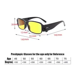 Lesebrille - gelbe Nachtsichtgläser - mit LED-Licht