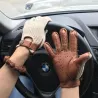 Kurze Autofahrerhandschuhe - Ziegenleder / gestrickt - Unisex