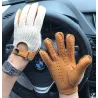 Kurze Autofahrerhandschuhe - Ziegenleder / gestrickt - Unisex