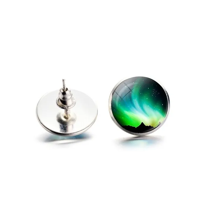 Runde Ohrstecker aus Glas - Nordlichter
