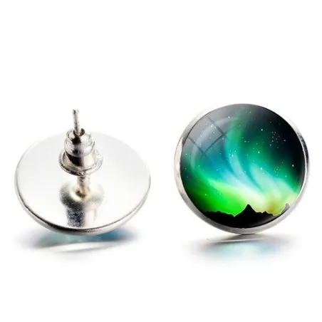 Runde Ohrstecker aus Glas - Nordlichter