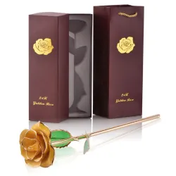 Rose in 24 Karat Gold getaucht - mit Ständer - Geburtstags- / Valentinstags- / Hochzeitsgeschenk