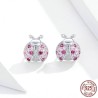 Earrings with ladybug - pink zirconia - 925 sterling silverEarrings
