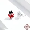 Ohrringe mit rotem Marienkäfer / weißem Gänseblümchen - 925er Sterlingsilber
