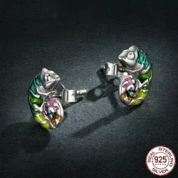 Zarte Ohrringe mit Mini-Chamäleon - 925er Sterlingsilber