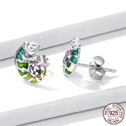 Zarte Ohrringe mit Mini-Chamäleon - 925er Sterlingsilber