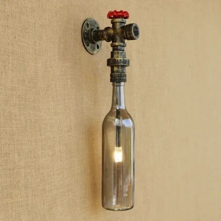 Amerikanisches Loft - Wandleuchte - LED-Edison-Lampe - Vintage Glasflasche / Wasserpfeife