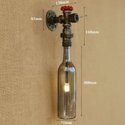Amerikanisches Loft - Wandleuchte - LED-Edison-Lampe - Vintage Glasflasche / Wasserpfeife