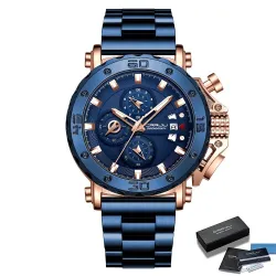 CRRJU – Luxus-Herrenuhr – großes Ziffernblatt – wasserdicht – Edelstahl