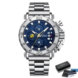 CRRJU – Luxus-Herrenuhr – großes Ziffernblatt – wasserdicht – Edelstahl