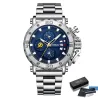 CRRJU – Luxus-Herrenuhr – großes Ziffernblatt – wasserdicht – Edelstahl