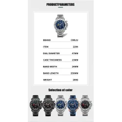 CRRJU – Luxus-Herrenuhr – großes Ziffernblatt – wasserdicht – Edelstahl