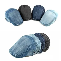 Trendige Schiebermütze / Hut - Entenschnabeltyp - gewaschener Denim - Unisex