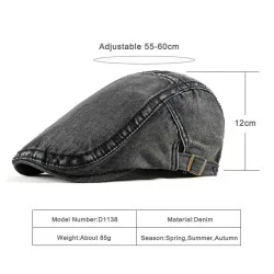 Trendige Schiebermütze / Hut - Entenschnabeltyp - gewaschener Denim - Unisex