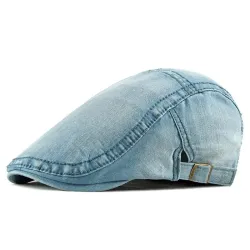 Trendige Schiebermütze / Hut - Entenschnabeltyp - gewaschener Denim - Unisex