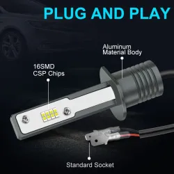 LED Autolampe - superhell - H1 / H3 - 20W - 6000K - 2 Stück