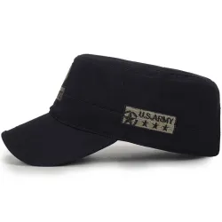 Fashionable flat cap - military style - five pointed star - U.S Air Force letteringHats & Caps