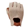Luxuriöse Lammfellhandschuhe - gestrickt - Halbfinger-Design