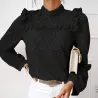 Elegant long sleeve blouse - with ruffles - hollow out lace embroideryBlouses & shirts