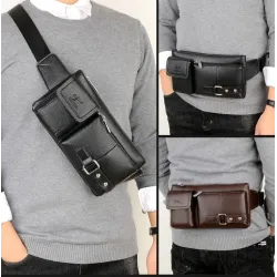 Multifunktionale Umhänge-/Gürteltasche - eine kleine Brieftasche - mit Reißverschlüssen/Taschen