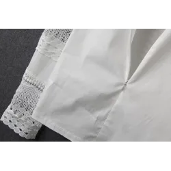 Elegant long sleeve white blouse - hollow out laceBlouses & shirts