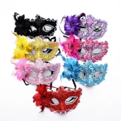 Modische venezianische Augenmaske - mit Federn - sexy Fuchs - Maskeraden / Halloween