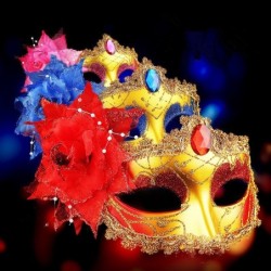 Sexy venezianische Augenmaske - Diamant / Federblume / Glitzer - Karneval - Halloween