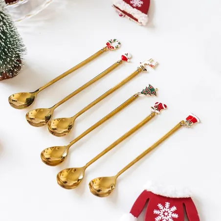 Kleiner Löffel mit langem Griff - mit Weihnachtsdekoration - Tee / Kaffee / Desserts - 1 Stück