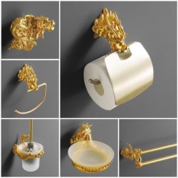 Luxury wall mounted hooks - gold dragon design - paper holder - towel rack - shelf - bathroom accessoriesBathroom