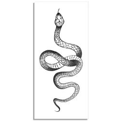 Temporärer Tattoo-Aufkleber - schwarze Schlange / Rosen - wasserfest