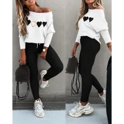 Langarm-Top und Hose mit Kordelzug - Set