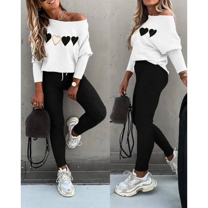 Langarm-Top und Hose mit Kordelzug - Set